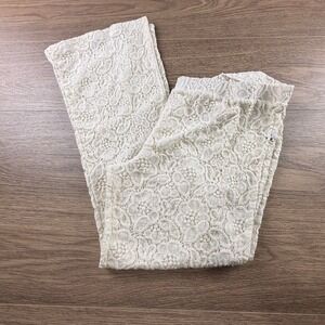 Aerie Ivory Floral Lace Flare Pants Boho Cover Up Beach Summer Indie Size XL
